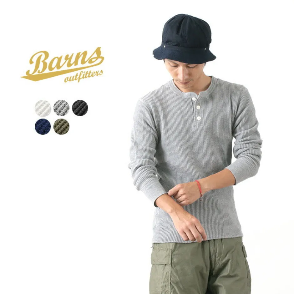 T-Shirts^BARNS / BR-3051 Big Waffle Henley Neck Long Sleeve Thermal / T-Shirt