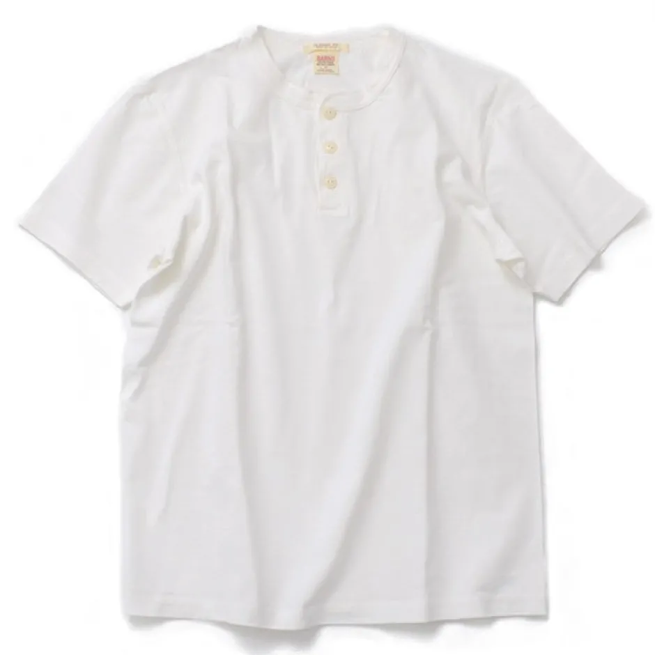 T-Shirts^BARNS / BR-8146 Knitsted Henley Neck Short Sleeve Crew Neck T-Shirt