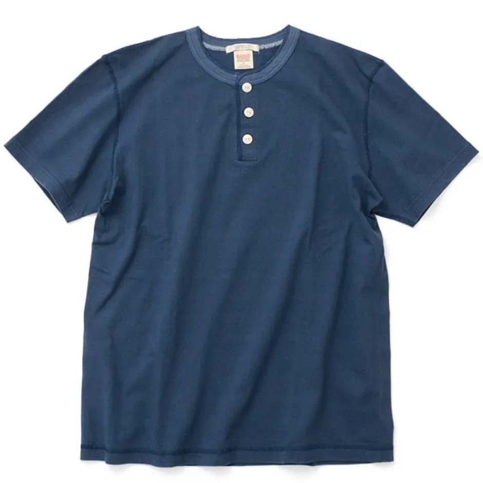 T-Shirts^BARNS / BR-8146 Knitsted Henley Neck Short Sleeve Crew Neck T-Shirt