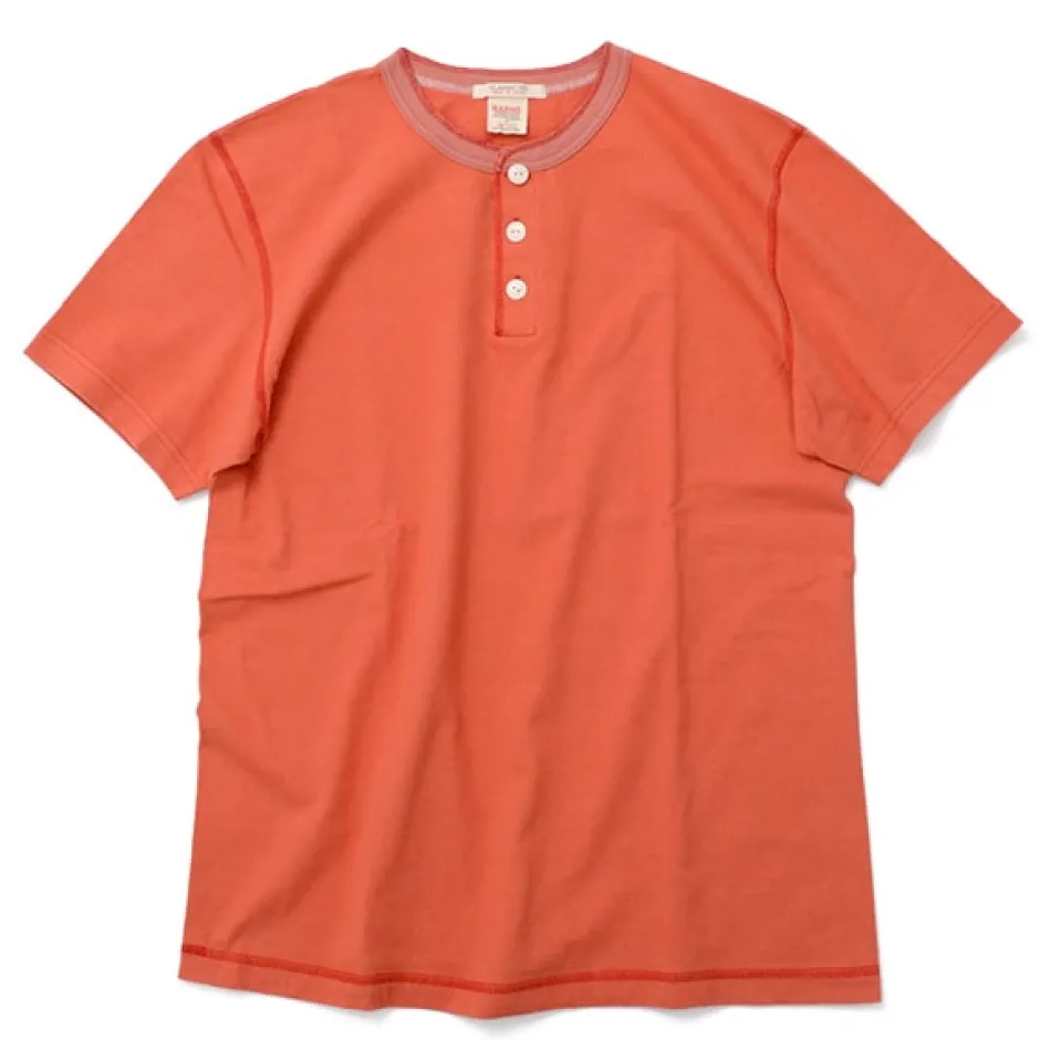 T-Shirts^BARNS / BR-8146 Knitsted Henley Neck Short Sleeve Crew Neck T-Shirt