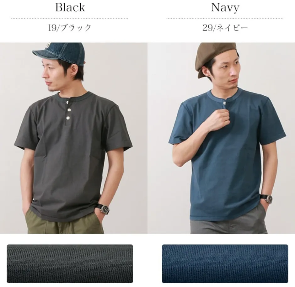T-Shirts^BARNS / BR-8146 Knitsted Henley Neck Short Sleeve Crew Neck T-Shirt