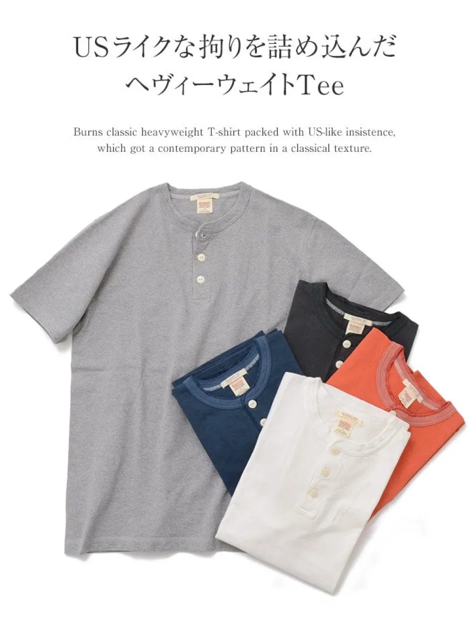 T-Shirts^BARNS / BR-8146 Knitsted Henley Neck Short Sleeve Crew Neck T-Shirt