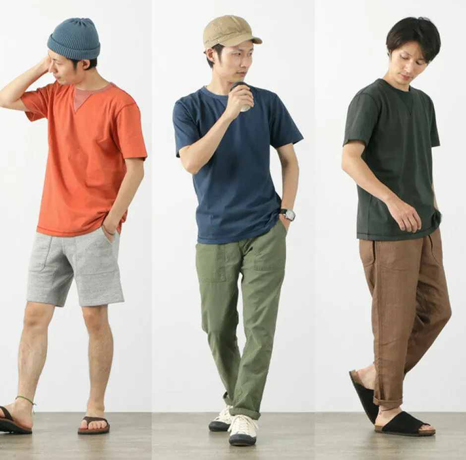 T-Shirts^BARNS / Cozun knitted vintage gusset short sleeve crew neck T-shirt