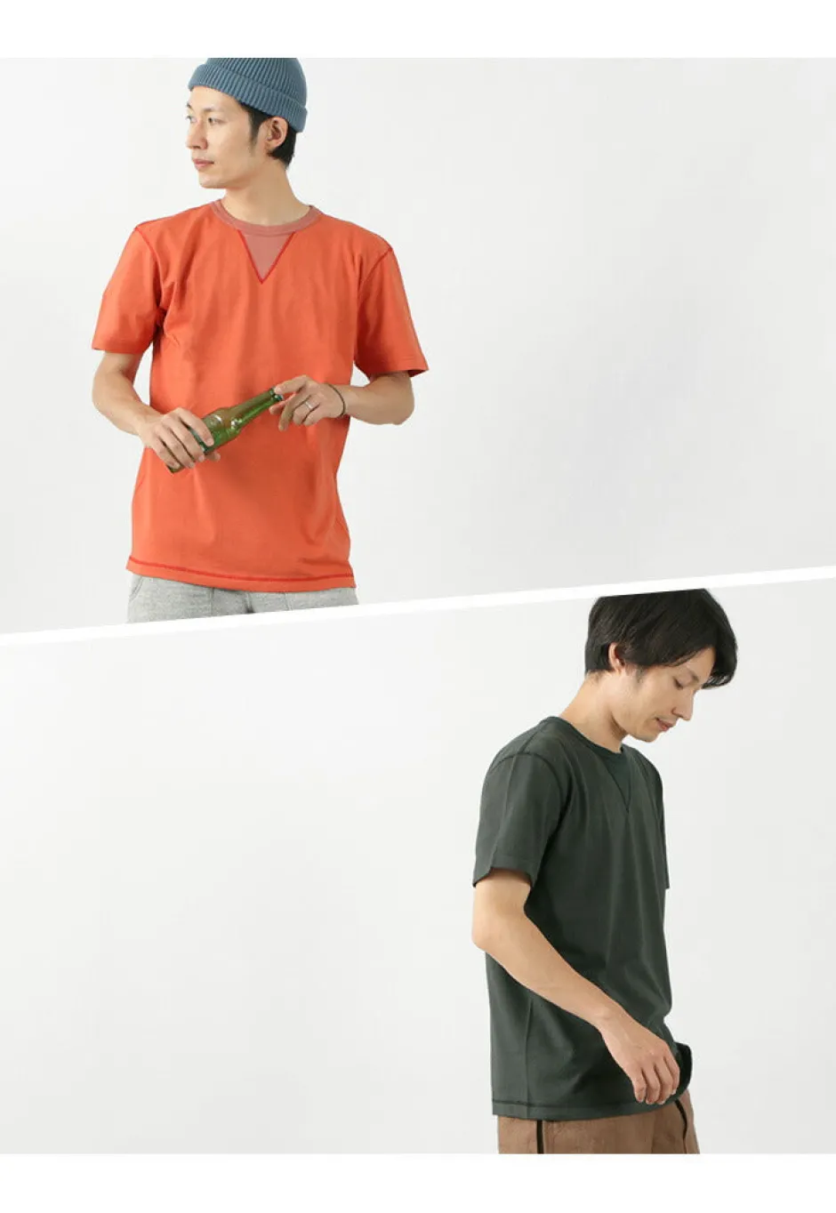 T-Shirts^BARNS / Cozun knitted vintage gusset short sleeve crew neck T-shirt