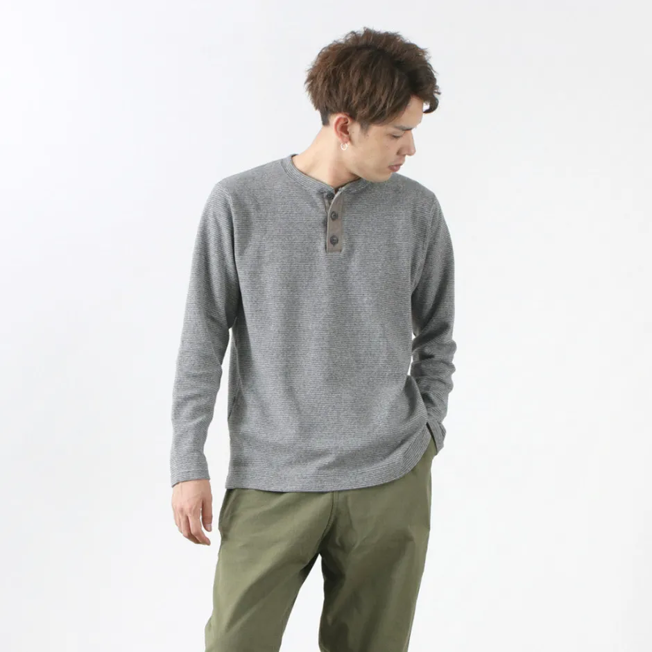 T-Shirts^BARNS / Spun Milled Henley Neck Long Sleeve T-Shirt