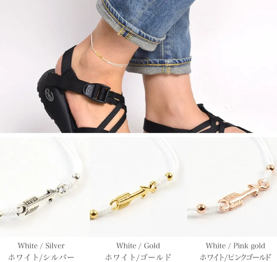 Anklets^CHALISA T.. / Arrow Silver Notched Cord Anklet