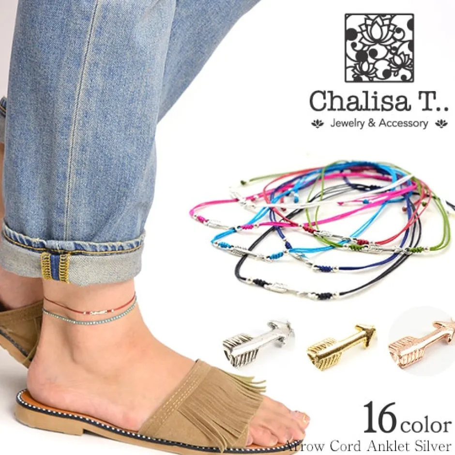 Anklets^CHALISA T.. / Arrow Silver Notched Cord Anklet