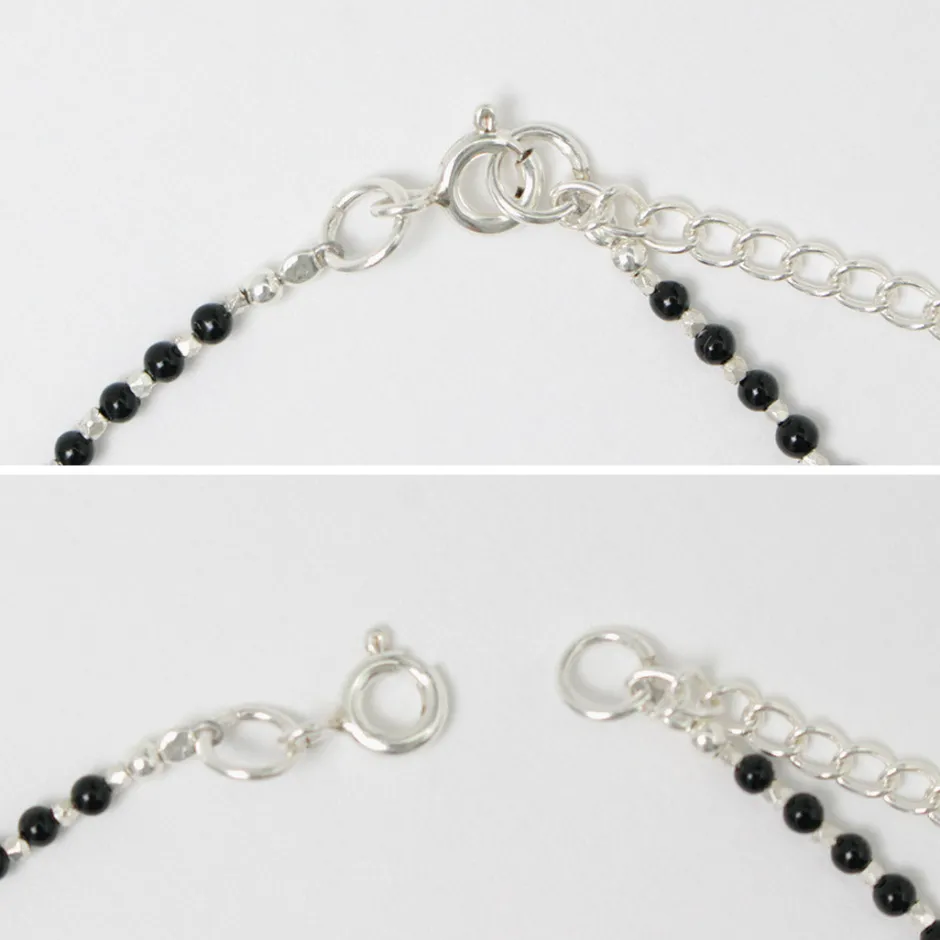 Anklets^CHALISA T.. / onyx beads silver ball chain necklace 925 silver black