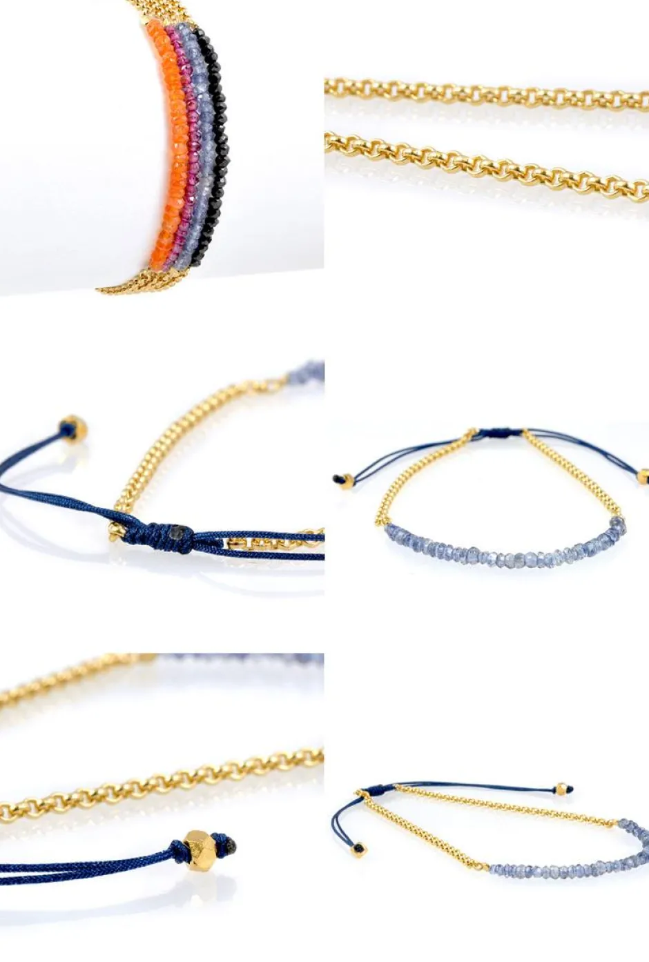 Anklets^CHALISA T.. / Chain Stone Beads Notched Cord Anklet