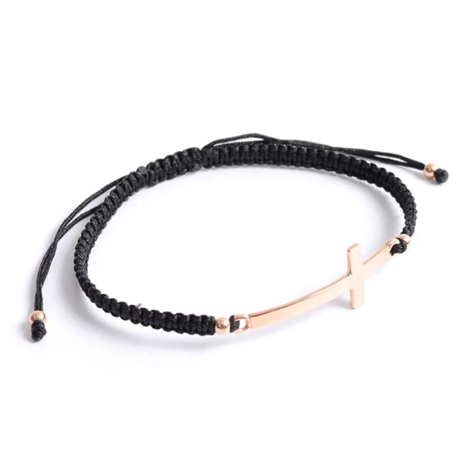 Anklets^CHALISA T.. / Flattened Silver Cross Knotted Cord Anklet