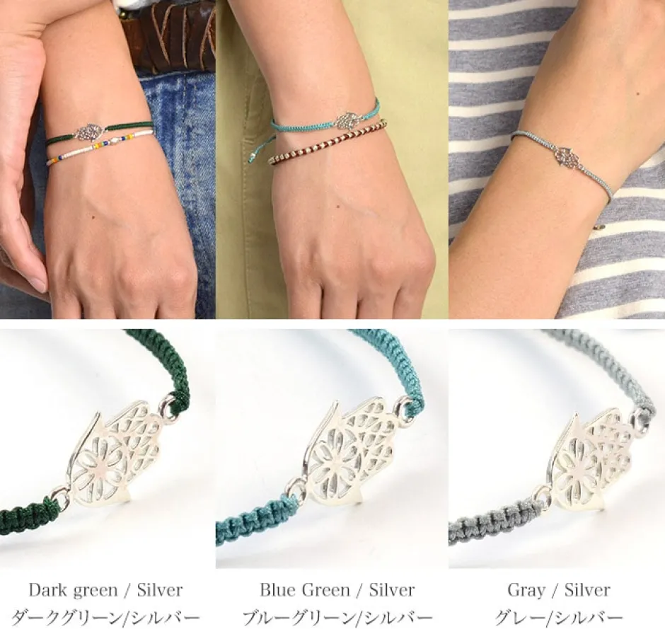 Anklets^CHALISA T.. / Hamsa Hand Knotted Cord Bracelet