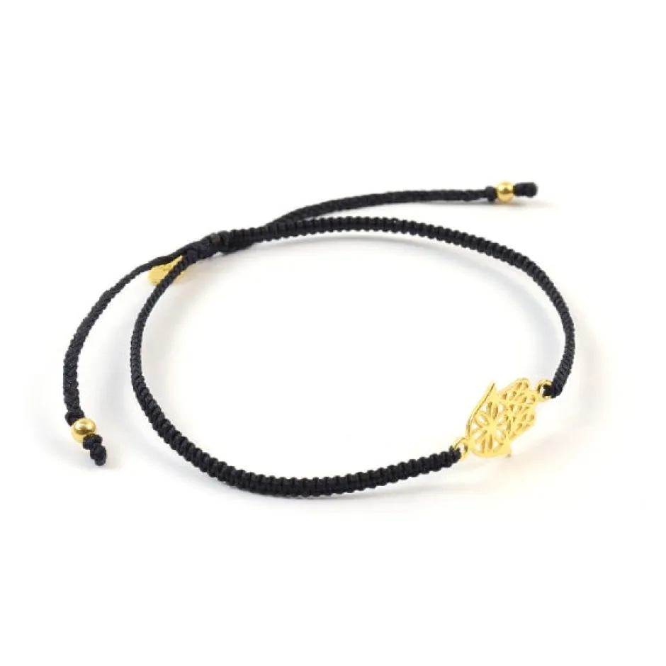 Anklets^CHALISA T.. / Hamsa Hand Notched Cord Anklet