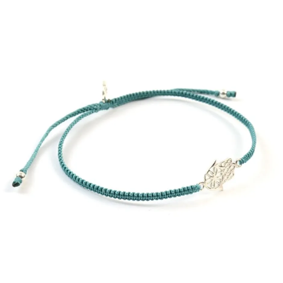 Anklets^CHALISA T.. / Hamsa Hand Notched Cord Anklet