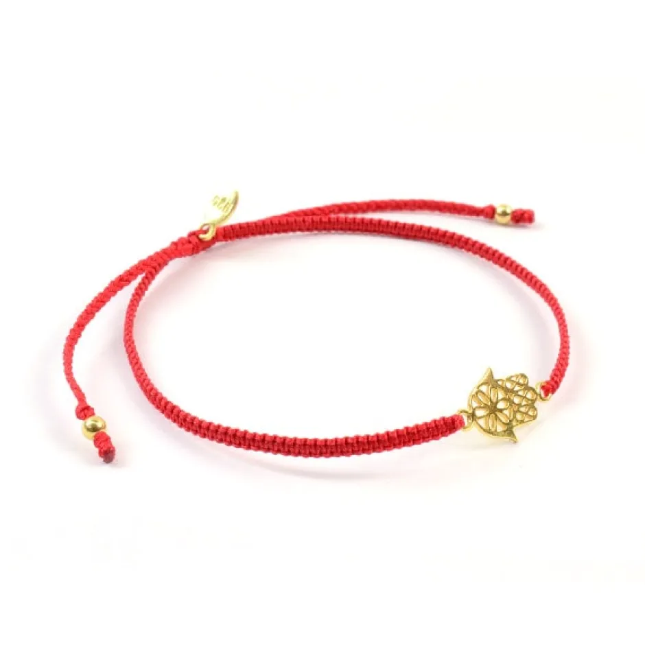 Anklets^CHALISA T.. / Hamsa Hand Notched Cord Anklet