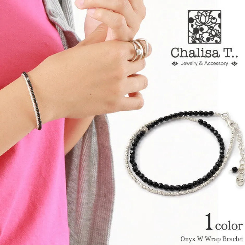 Anklets^CHALISA T.. / Onyx W-Wrap Bracelet black