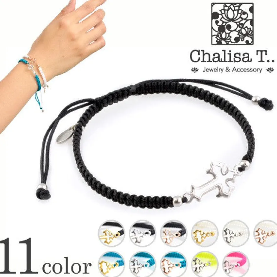 Bracelets^CHALISA T.. / Silver cross notched cord bracelet