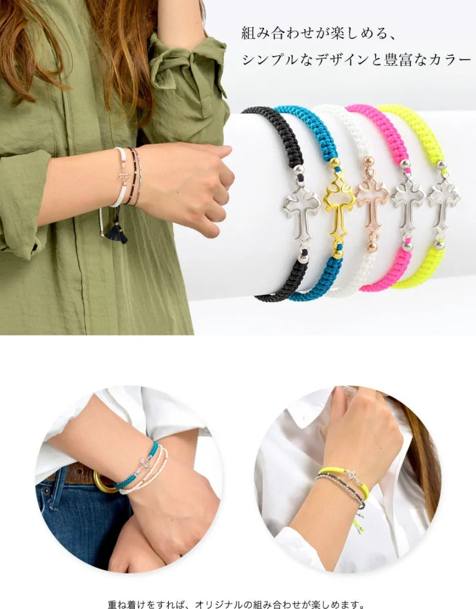 Bracelets^CHALISA T.. / Silver cross notched cord bracelet