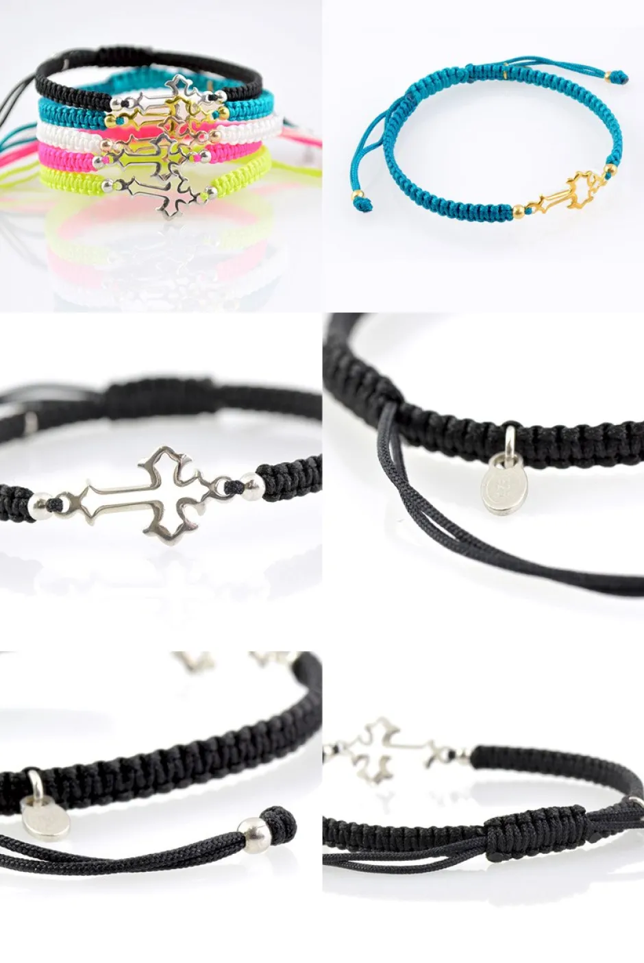 Bracelets^CHALISA T.. / Silver cross notched cord bracelet