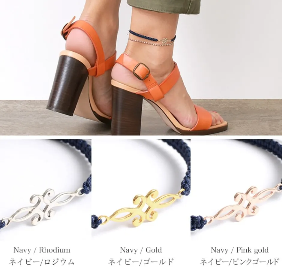 Anklets^CHALISA T.. / Symmetrical Flower Pattern Notched Cord Anklet
