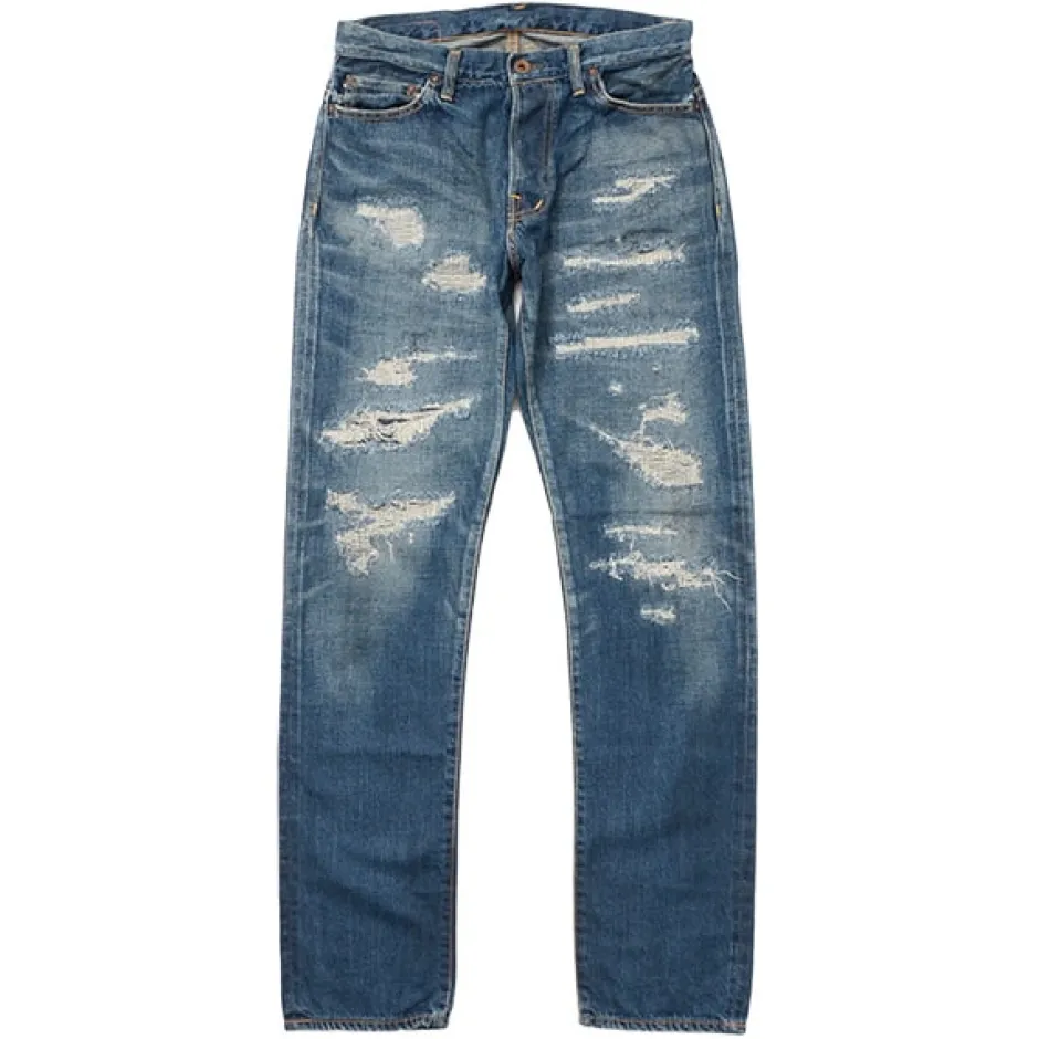 Jeans^DEPSEA / DP001 Straight 5P Denim Pants - Vintage finish used-wash