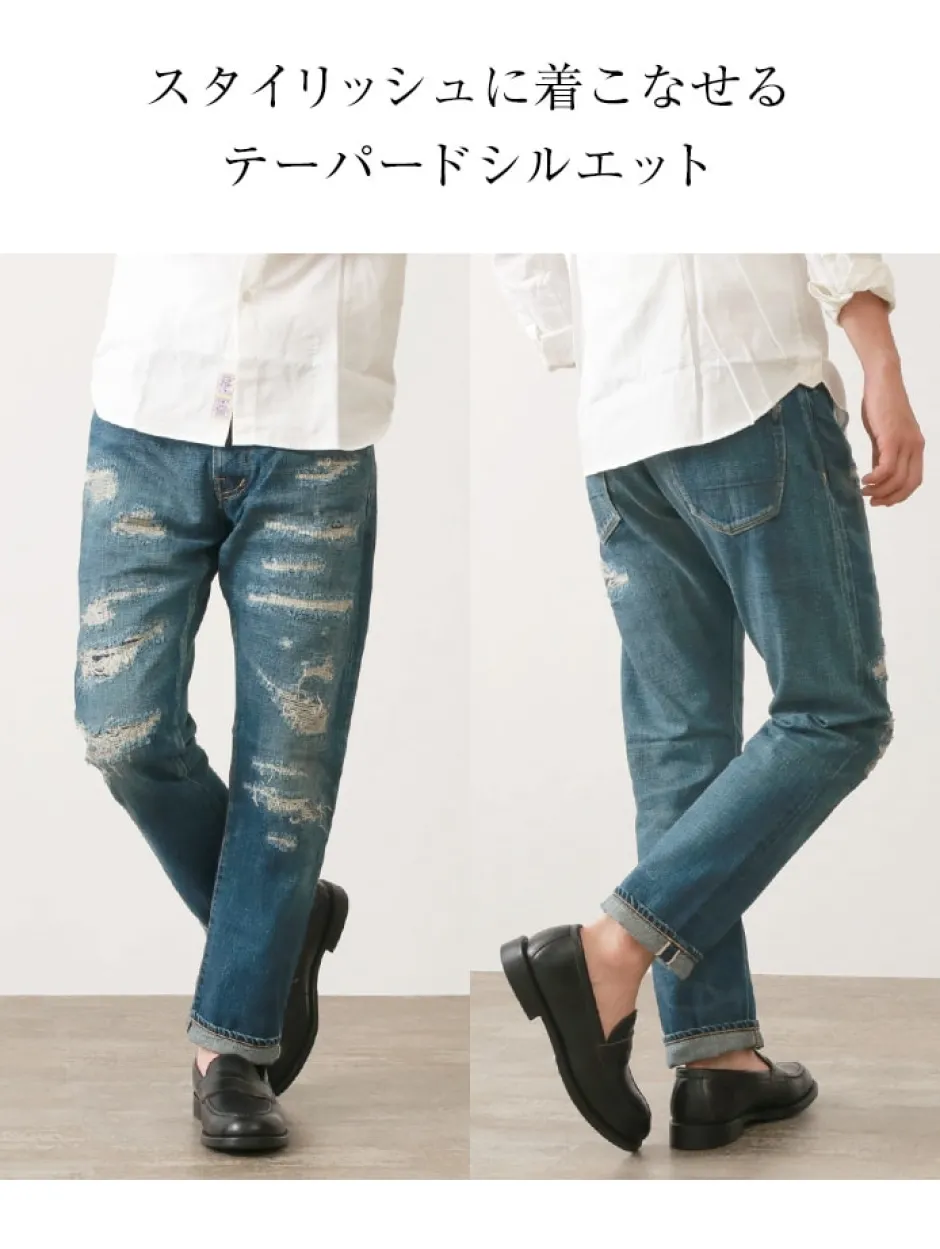Jeans^DEPSEA / DP001 Straight 5P Denim Pants - Vintage finish used-wash
