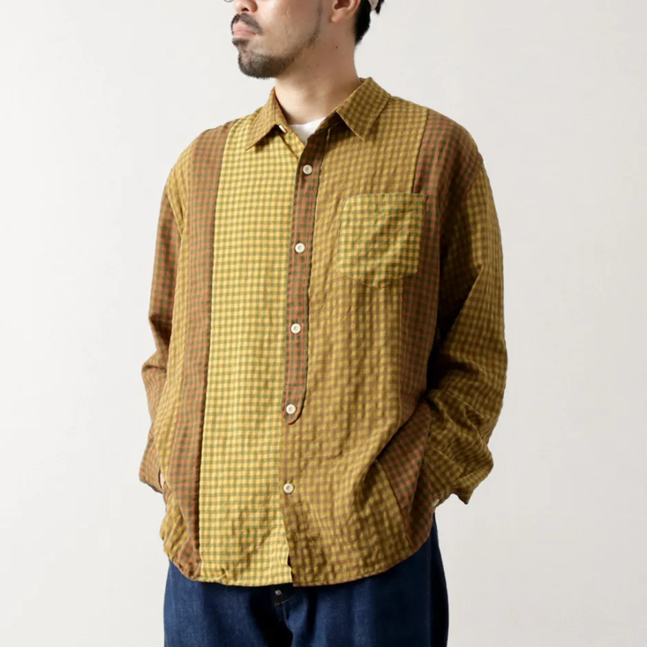 Shirts^DIP/DZT DIP/DZT / Checked combination shirt yellow