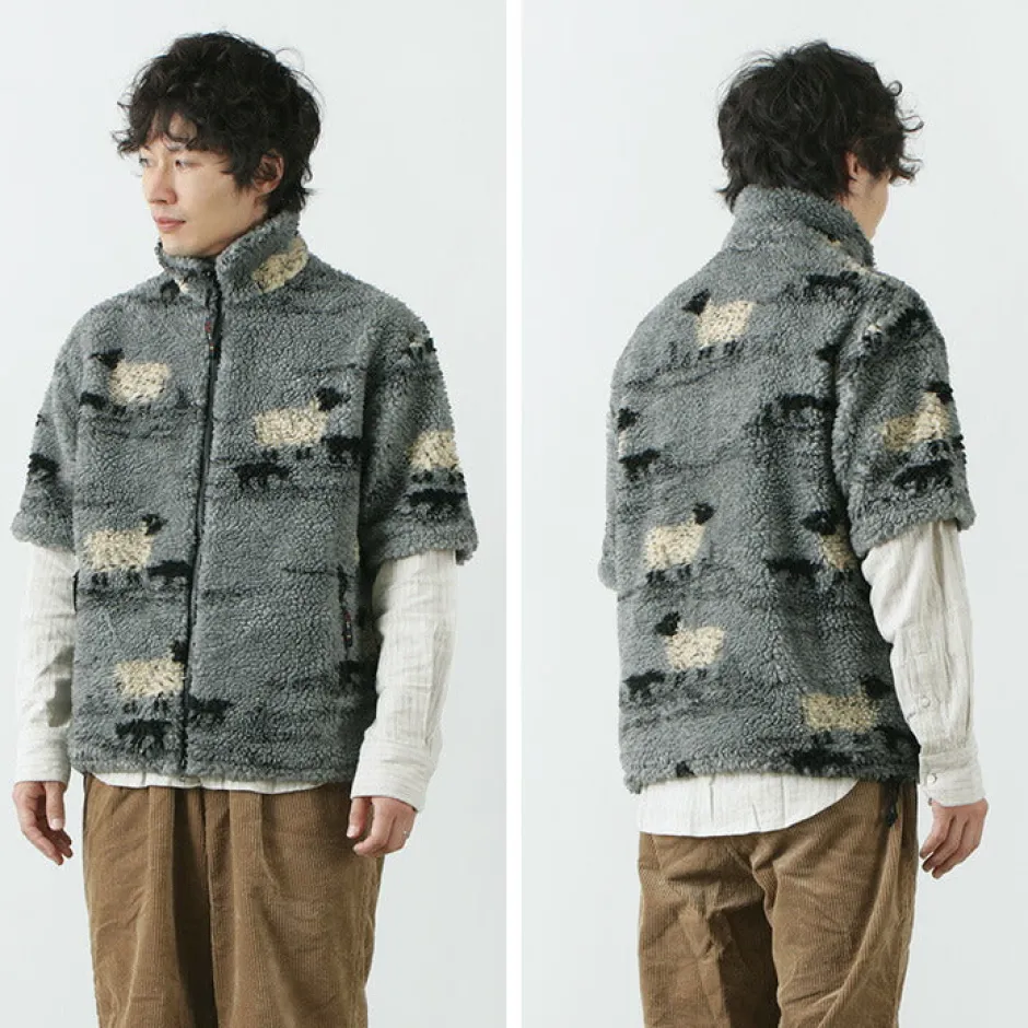 Jackets^FARFIELD ORIGINAL / Jacquard Weave Boa Short Sleeve Fell Jacket