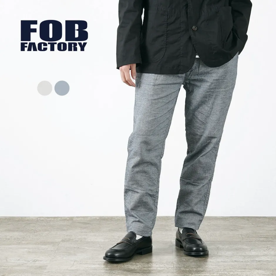 Work Pants & Chinos^FOB FACTORY / F0513 Cotton Linen Double Wave Chambray Pants