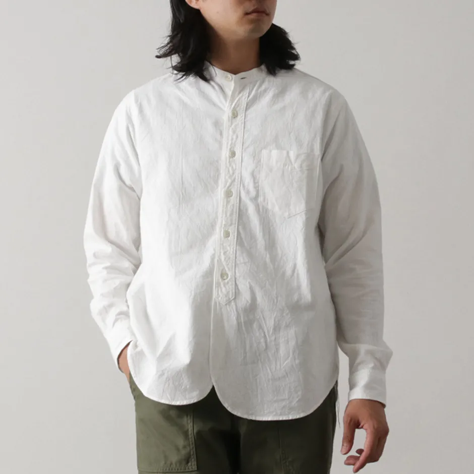 Shirts^FOB FACTORY / F3429 Long sleeve Ox band collar shirt white