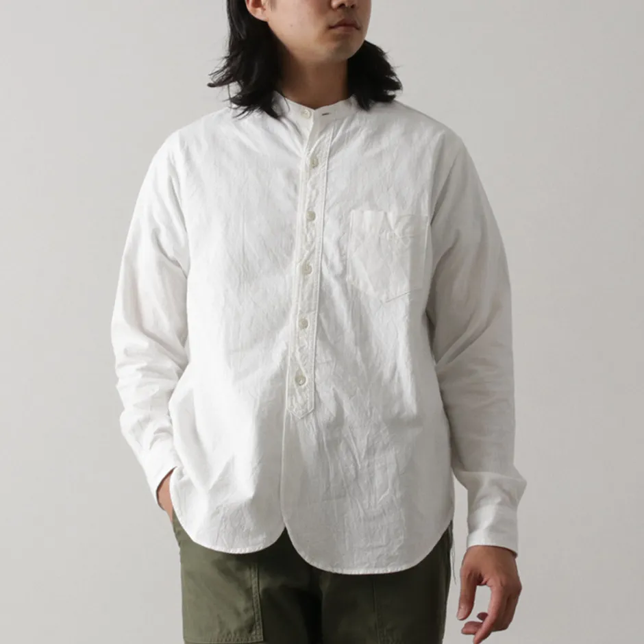 Shirts^FOB FACTORY / F3429 Long sleeve Ox band collar shirt white