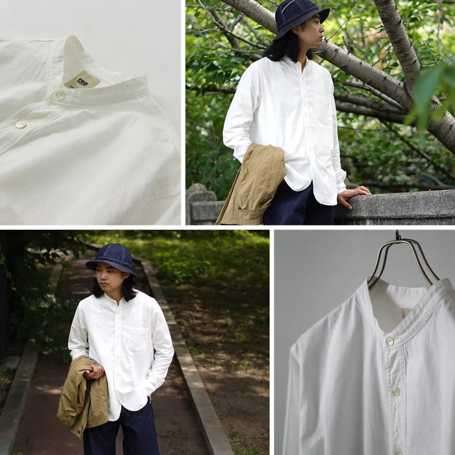 Shirts^FOB FACTORY / F3429 Long sleeve Ox band collar shirt white