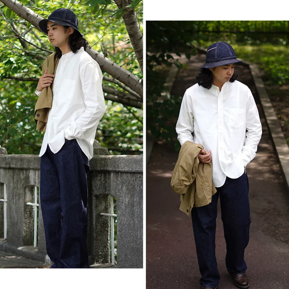 Shirts^FOB FACTORY / F3429 Long sleeve Ox band collar shirt white