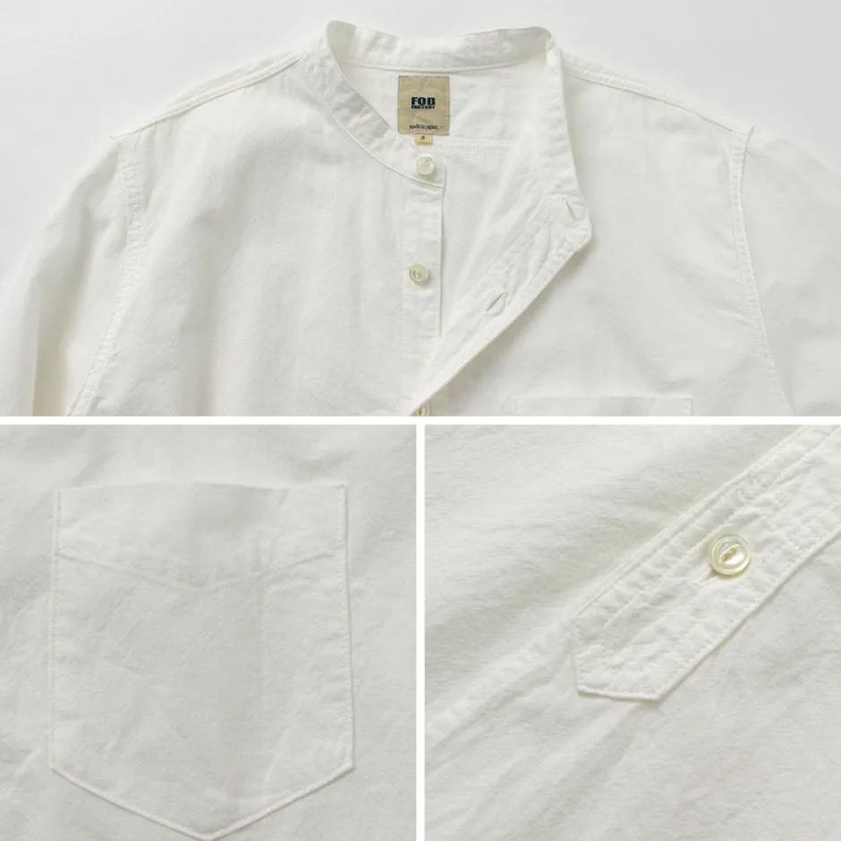 Shirts^FOB FACTORY / F3429 Long sleeve Ox band collar shirt white
