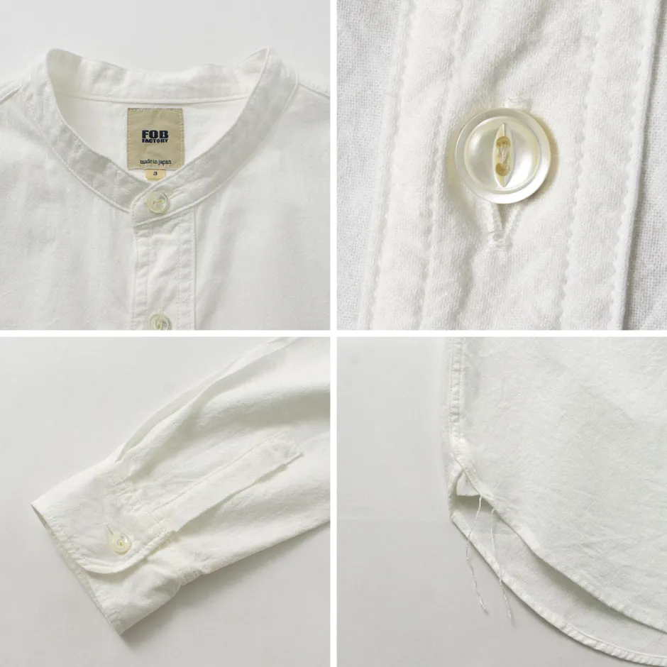 Shirts^FOB FACTORY / F3429 Long sleeve Ox band collar shirt white