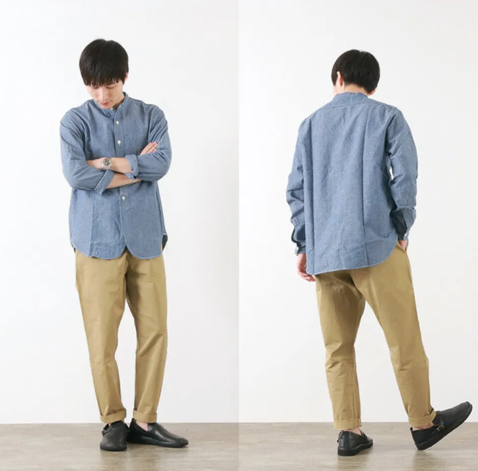 Shirts^FOB FACTORY / F3428 Selvage chambray band collar shirt/long sleeves blue