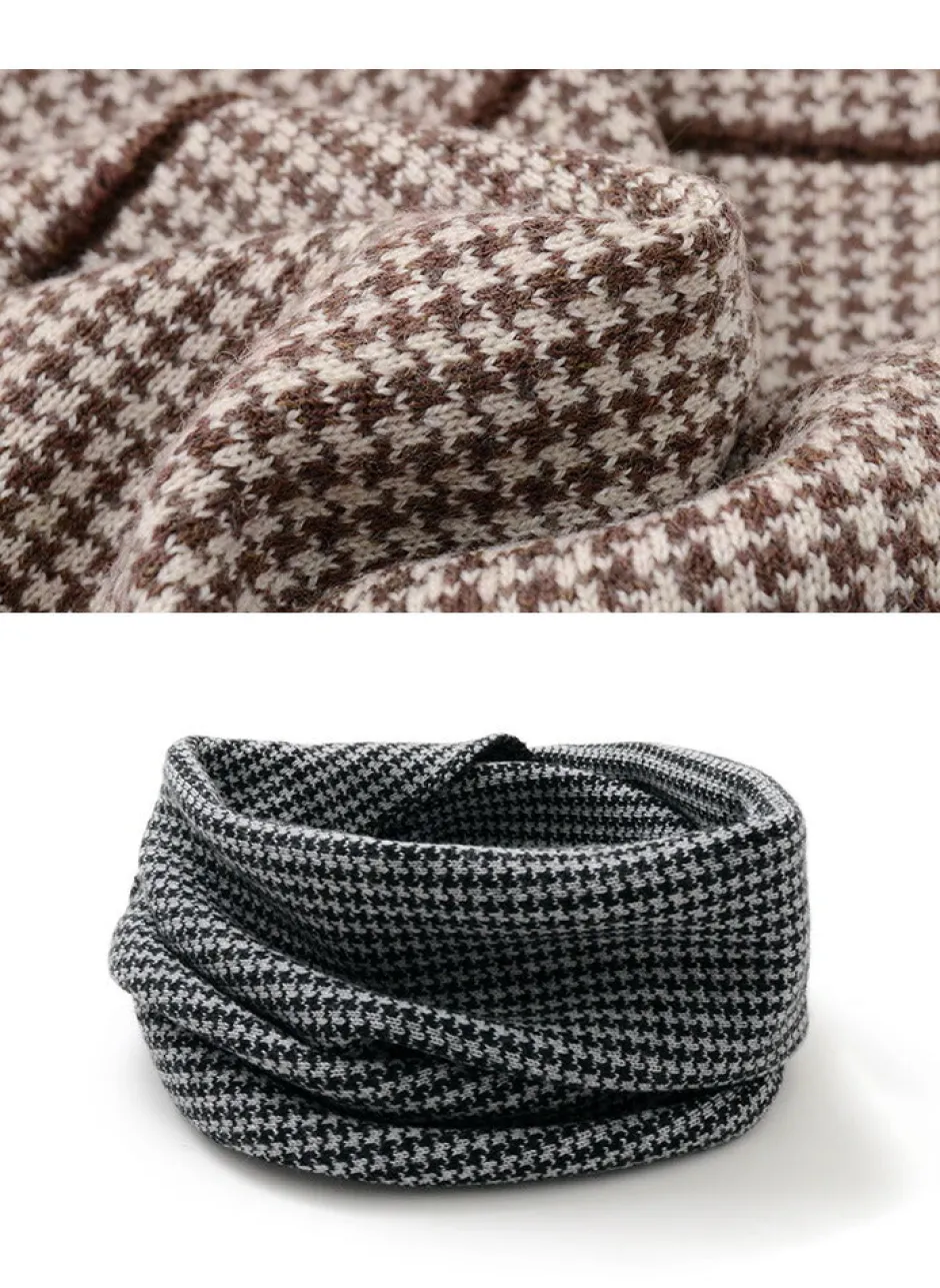 Scarfs^GILBERT WILSON OF HA / Staggered Check Merino Wool Snood