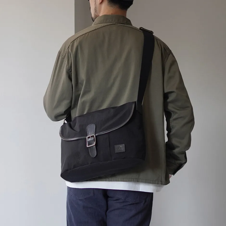 Shoulder Bags^GLENROYAL / Flap Shoulder Bag Nylon Tussah black