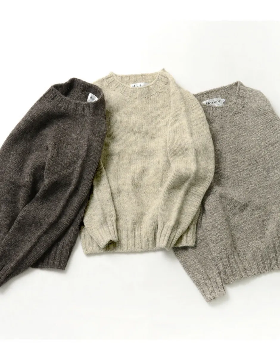 Knits^HARLEY OF SCOTLAND / M3480-7 Shetland mid-gauge crew neck knit jumper