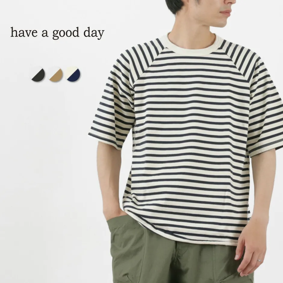 T-Shirts^HAVE A GOOD DAY / Stripe Loose Short Sleeve T-Shirt