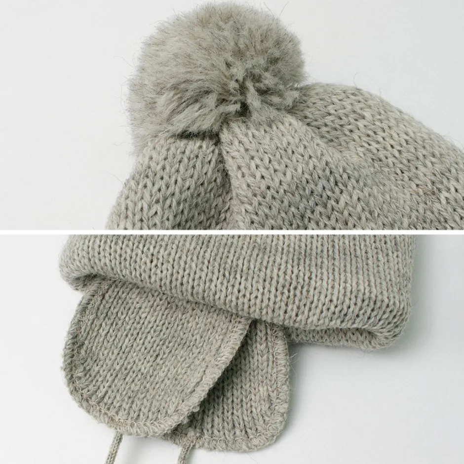 Hats^HIGHLAND 2000 / 3G Solid Bobcap Double Ear Cover and Pom Pom and Chin Rope (20cm)
