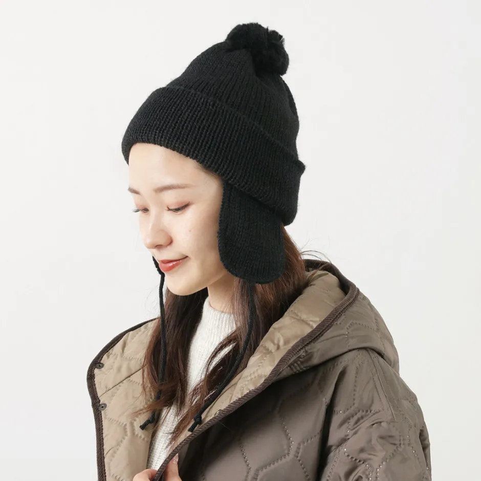 Hats^HIGHLAND 2000 / 3G Solid Bobcap Double Ear Cover and Pom Pom and Chin Rope (20cm)