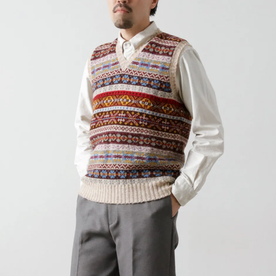 Knits^JAMIESONS / Fair Isle V-neck Vest