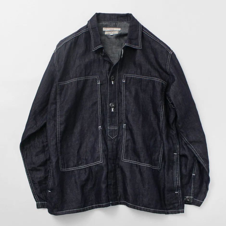 Jackets^JAPAN BLUE JEANS / Cotton Linen Denim Faux Army Pullover Jacket indigo