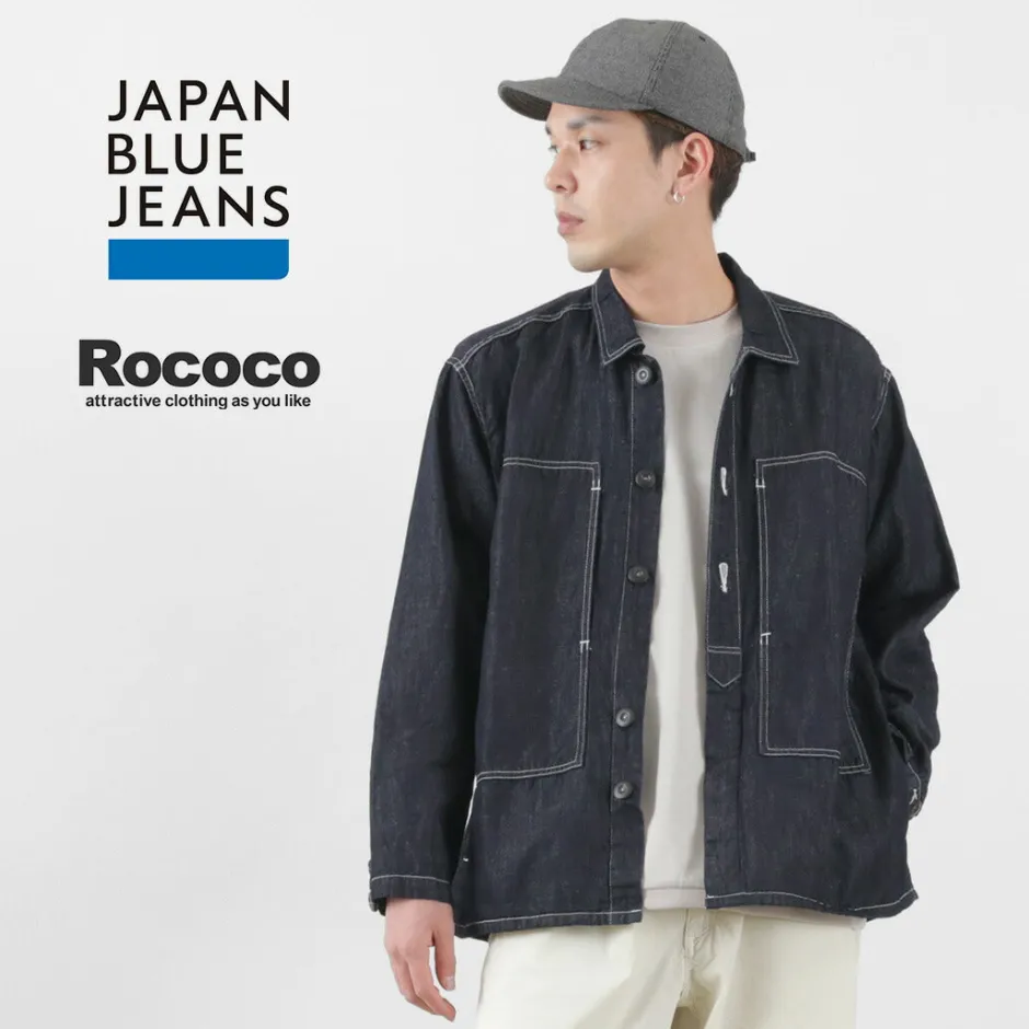 Jackets^JAPAN BLUE JEANS / Cotton Linen Denim Faux Army Pullover Jacket indigo