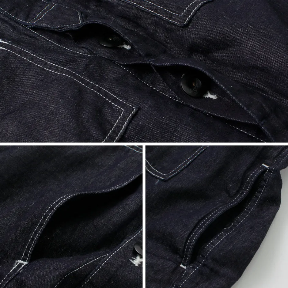 Jackets^JAPAN BLUE JEANS / Cotton Linen Denim Faux Army Pullover Jacket indigo