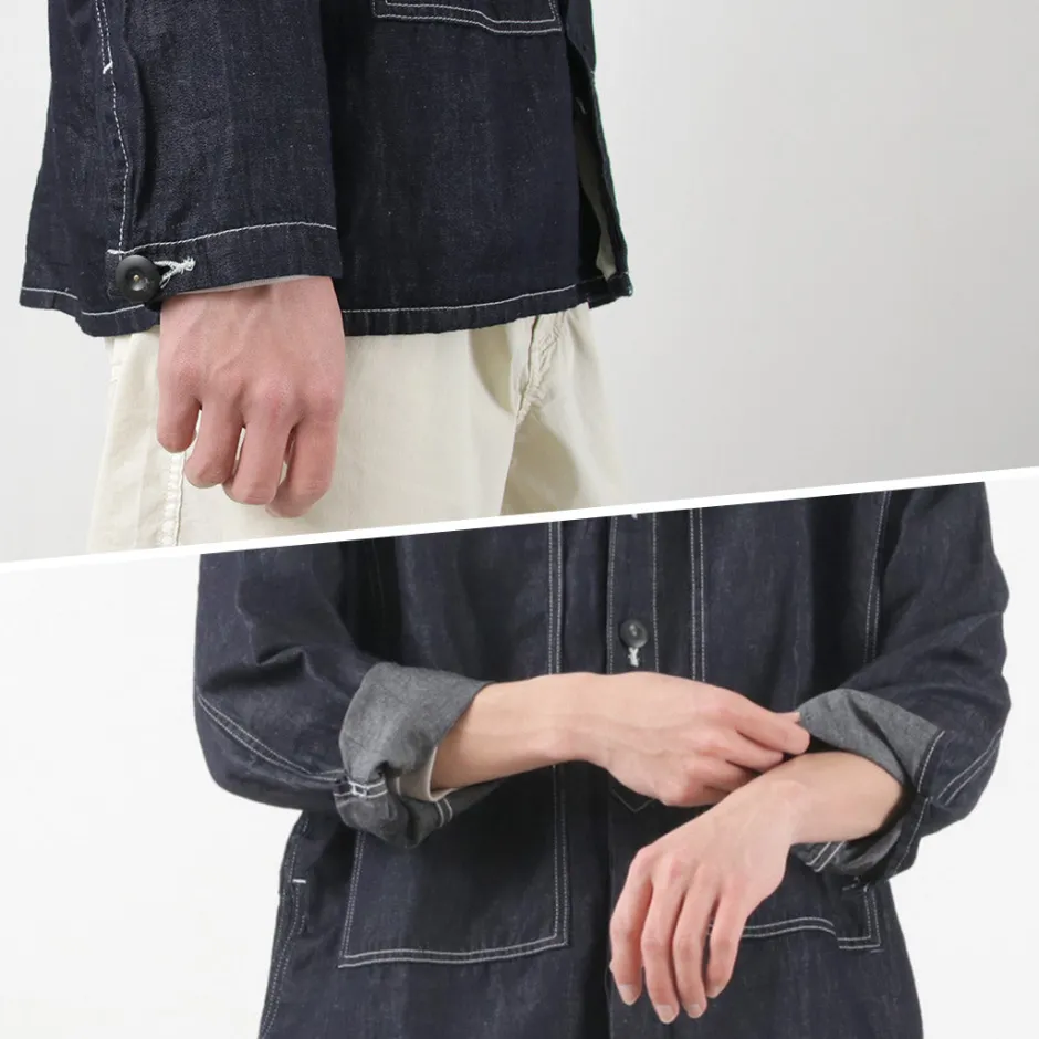 Jackets^JAPAN BLUE JEANS / Cotton Linen Denim Faux Army Pullover Jacket indigo