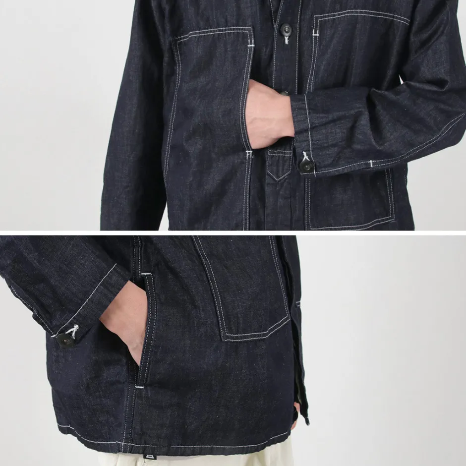 Jackets^JAPAN BLUE JEANS / Cotton Linen Denim Faux Army Pullover Jacket indigo