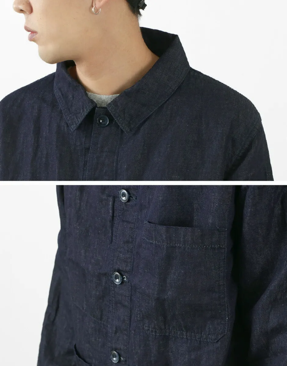 Jackets^JAPAN BLUE JEANS / RJB7070 Summer French Coverall Jacket Cotton Linen Denim indigo