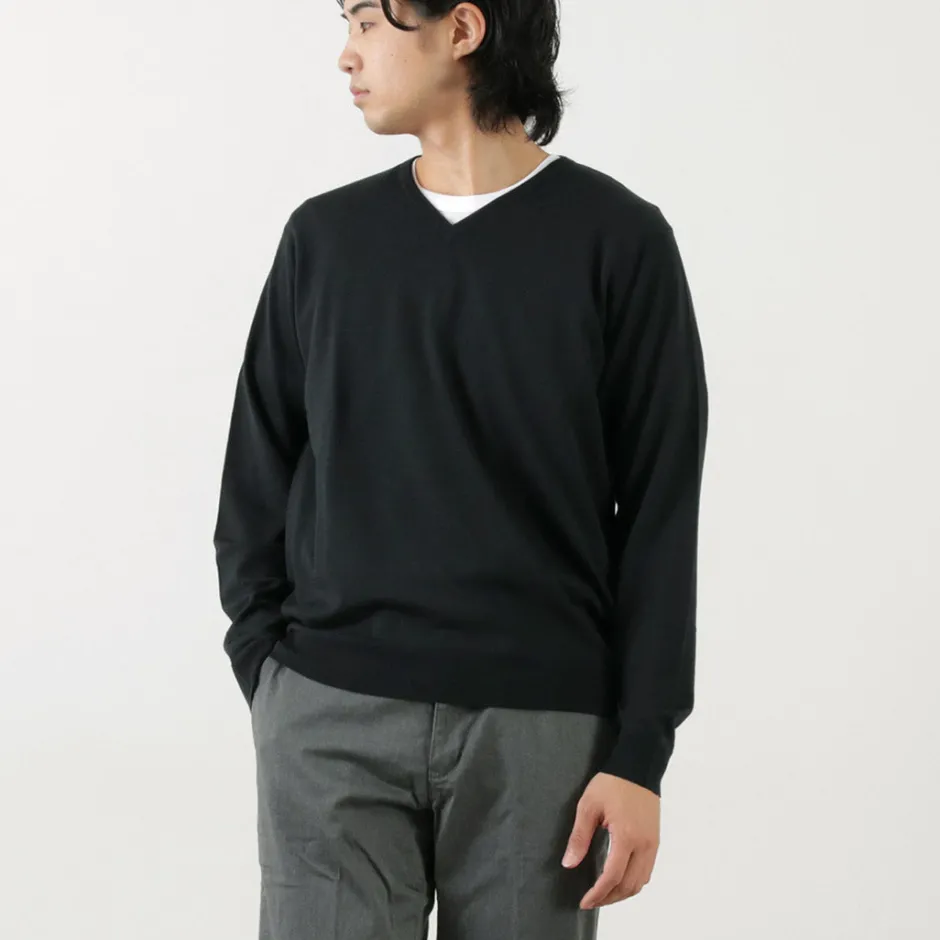 Knits^JOHN SMEDLEY / Merino Wool 30 Gauge 30 Gauge V-Neck Knit MODERN FIT