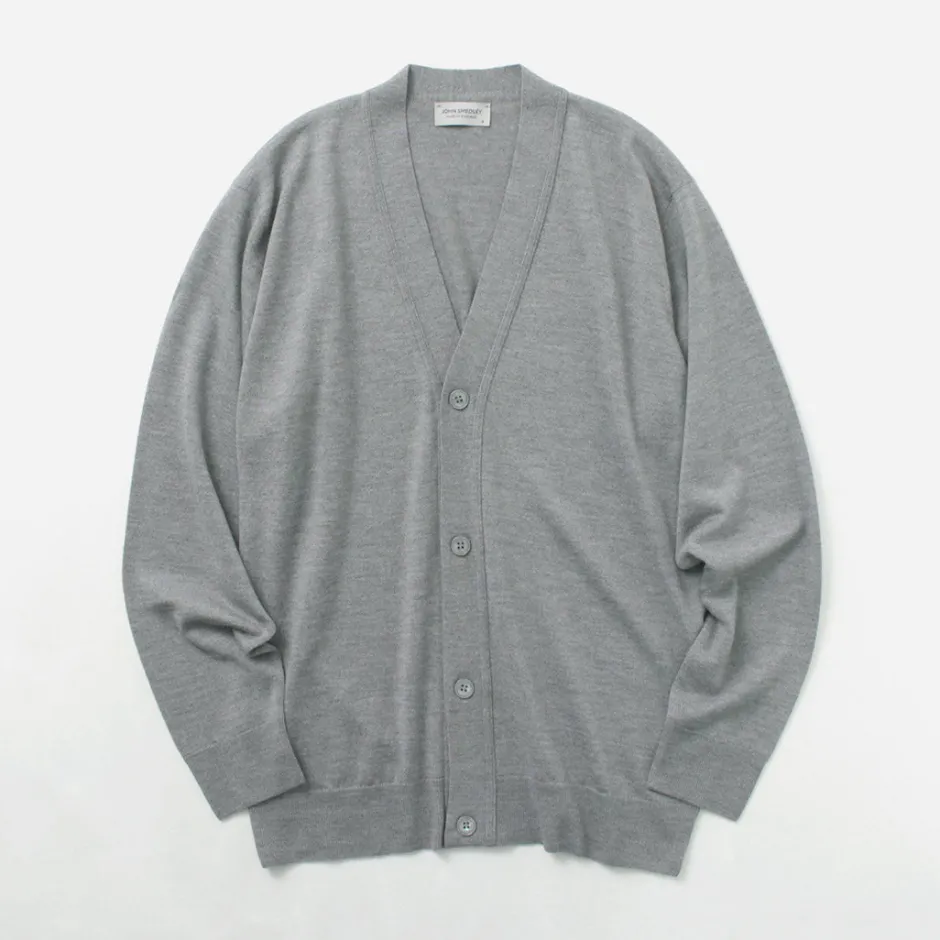 Cardigans^JOHN SMEDLEY / Merino Wool 24 Gauge V-Neck Knit Cardigan